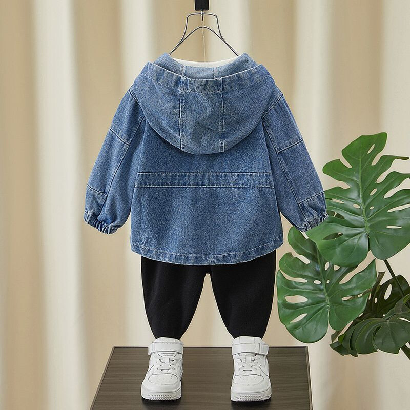 Палто за момчета Яке Памучно връхно облекло Windbreak 2024 Cool Jean Пролет Есен Палто Спортно тийнейджърско детско топло облекло