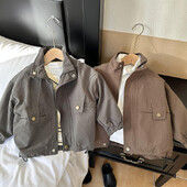 Dječački kaput Jakna Pamučna gornja odjeća Kaput 2023 kaki proljeće jesen dječja topla odjeća otporna na vjetar