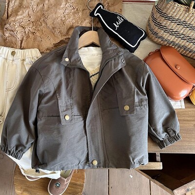 Dječački kaput Jakna Pamučna gornja odjeća Kaput 2023 kaki proljeće jesen dječja topla odjeća otporna na vjetar