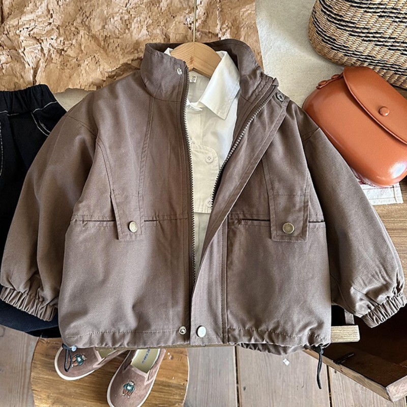 Dječački kaput Jakna Pamučna gornja odjeća Kaput 2023 kaki proljeće jesen dječja topla odjeća otporna na vjetar