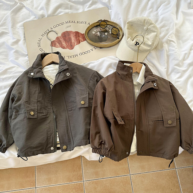 Dječački kaput Jakna Pamučna gornja odjeća Kaput 2023 kaki proljeće jesen dječja topla odjeća otporna na vjetar