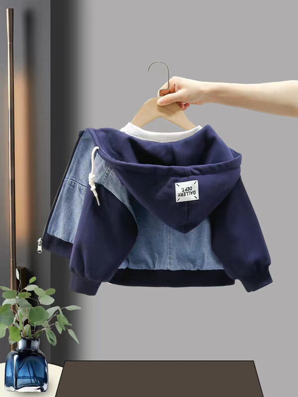 Jakna s podstavom za dječake od 2 do 8 godina Nova dječja majica s kapuljačom od trapera i patentnim zatvaračem za bebe, dijete, proljeće i jesen, ležerna jakna, kaputi, odjeća za dječake