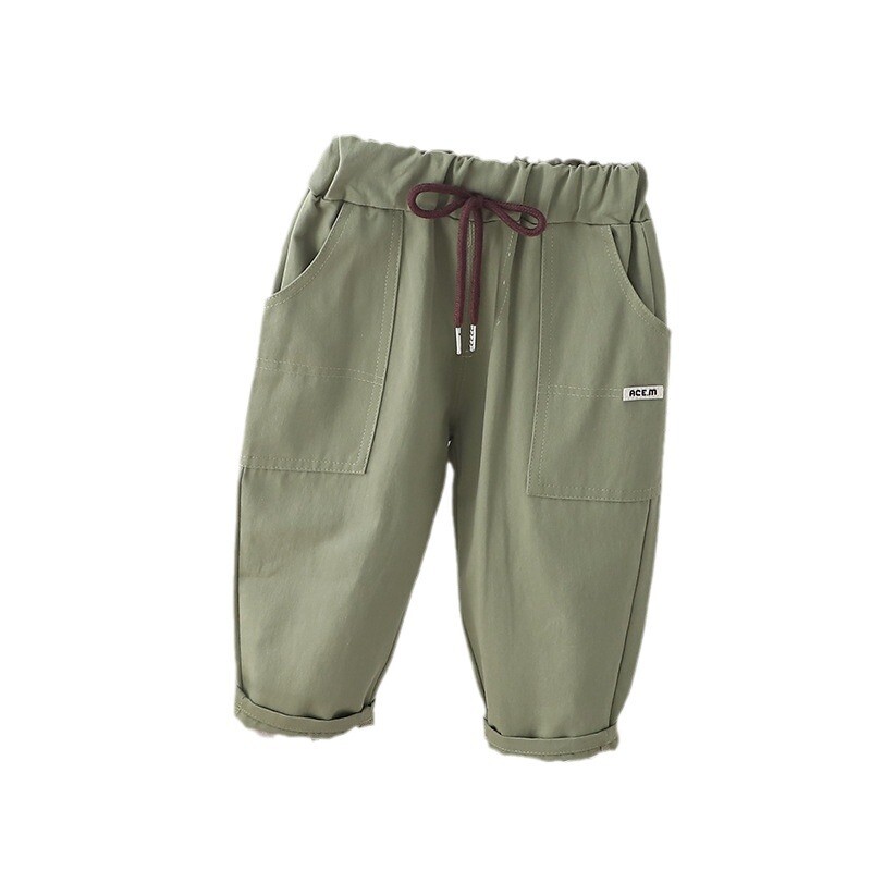 2024. Proljeće Jesen Dječje hlače za dječake Pamučne hlače s džepovima, labave, jednobojne rastezljive uzice Hlače za malu djecu Hlače za dječake Dječje hlače