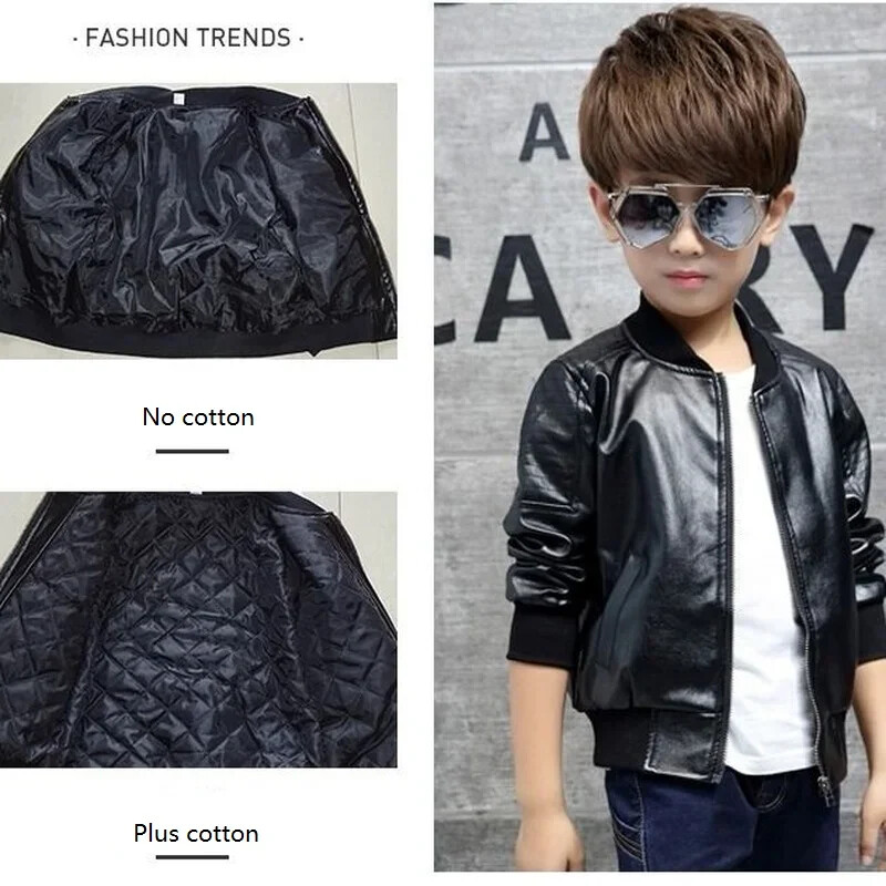Παιδικά Ρούχα Άνοιξη Φθινόπωρο Χειμώνας Μαύρο PU Παιδικά Παιδικά Δερμάτινα Μπουφάν για Κορίτσια Αγόρια Παλτό Εσώρουχα Ρούχα