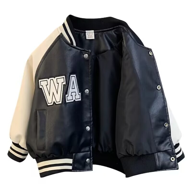 Μπουφάν για αγόρια 2023 Νέα άνοιξη και φθινόπωρο μωρό Παιδικό όμορφο δερμάτινο μπουφάν Top casual παλτό μπέιζμπολ