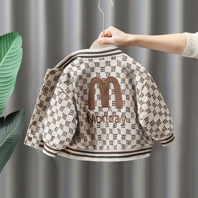 Proljetni kaput za dječake kaki boje 2024. Novo proljeće i jesen Cool Dječja modna samtasta jakna s jednim kopčanjem Bejzbol odijelo za dječake