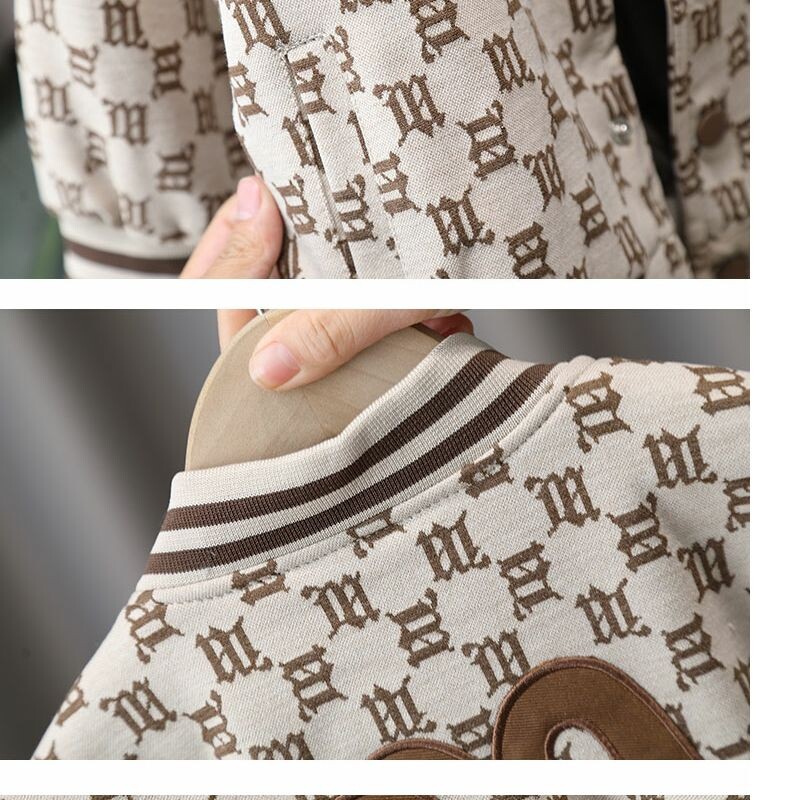 Proljetni kaput za dječake kaki boje 2024. Novo proljeće i jesen Cool Dječja modna samtasta jakna s jednim kopčanjem Bejzbol odijelo za dječake