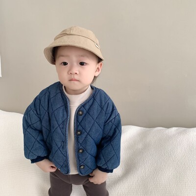 Zimski novi topli kaput dugih rukava za bebe 2024. Plus debela traper jakna za dojenčad za djevojčice od baršuna Ležerni kardigan za malu djecu Dječja odjeća