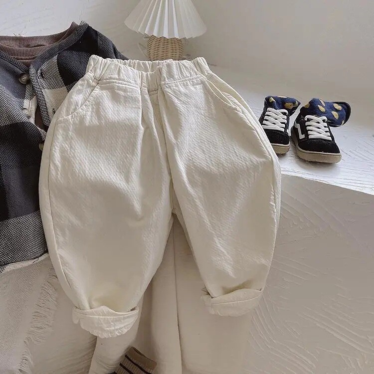Nove jesenske 2024. dječje široke hlače Jednobojne široke hlače za dječake Modne hlače s džepovima za djevojčice Harem hlače za bebe Pamučna odjeća za bebe