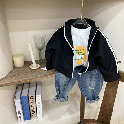 Dječački kaput Jakna Pamučna gornja odjeća Kaput 2023 Bijelo proljeće jesen Tinejdžeri Poklon Top Dječja odjeća