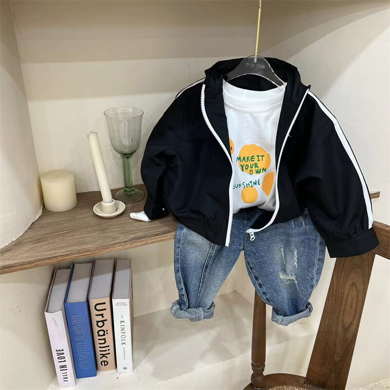 Dječački kaput Jakna Pamučna gornja odjeća Kaput 2023 Bijelo proljeće jesen Tinejdžeri Poklon Top Dječja odjeća