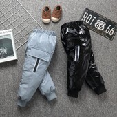 -30 stupnjeva Zimske dječje donje hlače za dječake Bijele pačje donje vodootporne neperive zimske kargo hlače za djevojčice Dječje hlače za male dječake