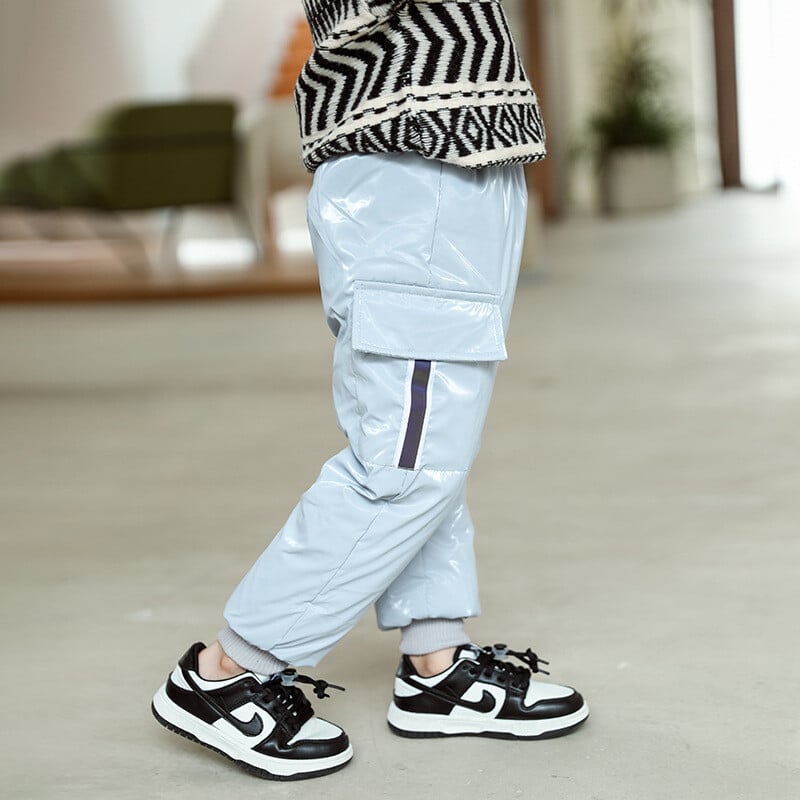 -30 stupnjeva Zimske dječje donje hlače za dječake Bijele pačje donje vodootporne neperive zimske kargo hlače za djevojčice Dječje hlače za male dječake