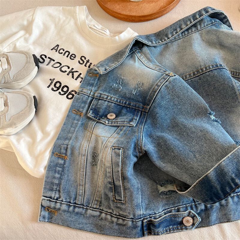 Dječački kaput Jakna Pamučna gornja odjeća Vjetrobran 2024 New Jean Proljeće Jesen Kaput Sport Tinejdžeri Dječja Topla odjeća