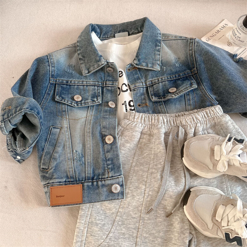 Dječački kaput Jakna Pamučna gornja odjeća Vjetrobran 2024 New Jean Proljeće Jesen Kaput Sport Tinejdžeri Dječja Topla odjeća