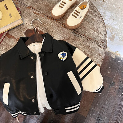 Dječaci Zgodna jakna Gornja odjeća Proljeće Jesen Nova korejska dječja vintage odjeća od Pu kože s patentnim zatvaračem Modne dječje jakne Top