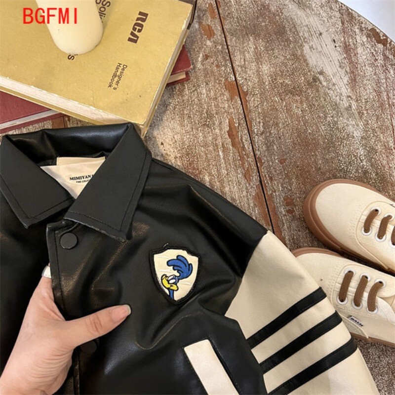 Dječaci Zgodna jakna Gornja odjeća Proljeće Jesen Nova korejska dječja vintage odjeća od Pu kože s patentnim zatvaračem Modne dječje jakne Top