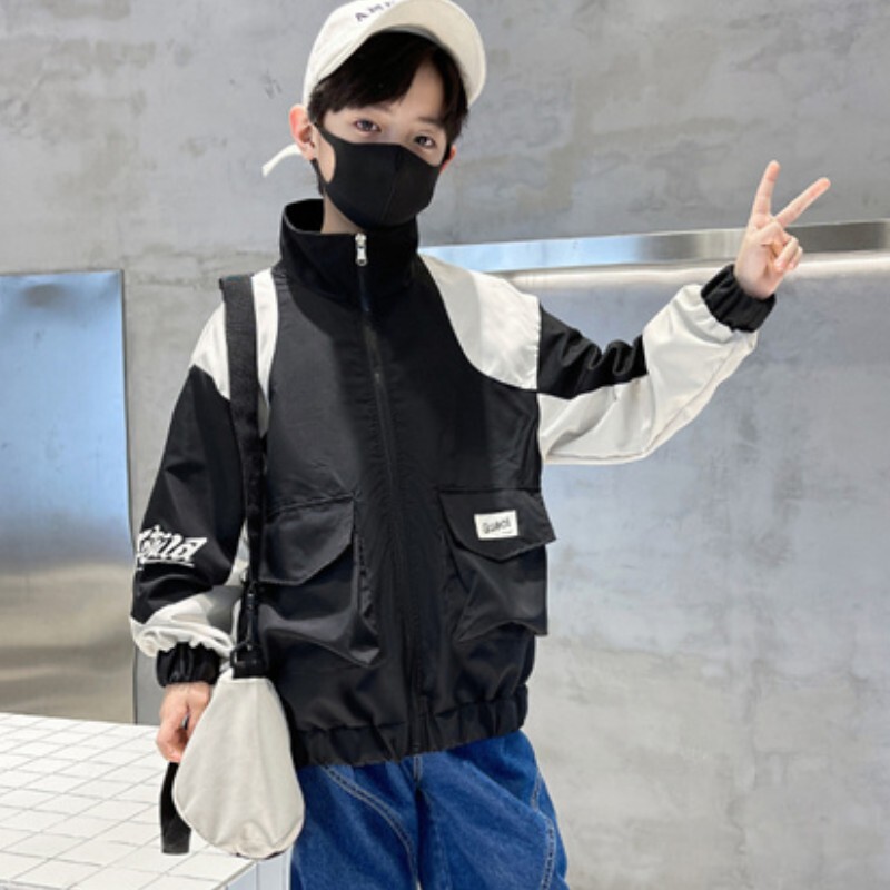 Dječački kaput Jakna Pamučna gornja odjeća Kaput 2023 Crna Proljeće Jesen Sport Tinejdžeri Dječja topla odjeća