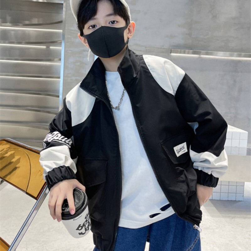 Dječački kaput Jakna Pamučna gornja odjeća Kaput 2023 Crna Proljeće Jesen Sport Tinejdžeri Dječja topla odjeća