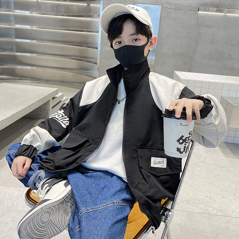 Dječački kaput Jakna Pamučna gornja odjeća Kaput 2023 Crna Proljeće Jesen Sport Tinejdžeri Dječja topla odjeća