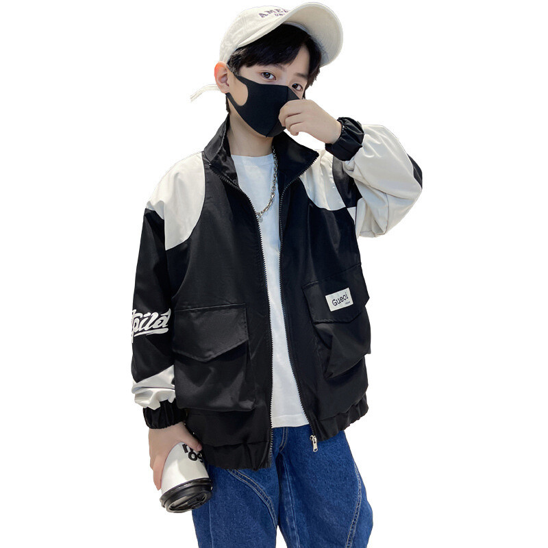 Dječački kaput Jakna Pamučna gornja odjeća Kaput 2023 Crna Proljeće Jesen Sport Tinejdžeri Dječja topla odjeća