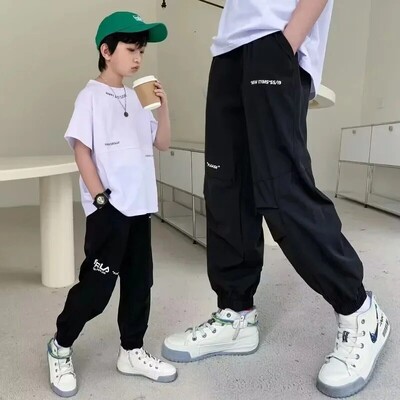 Suvised vabaaja püksid poisid Lapsed Jääsiid, õhuke stiil Keskmiselt lahti hingav kiiresti kuivav elastne sääsevastased pikad püksid trendikas