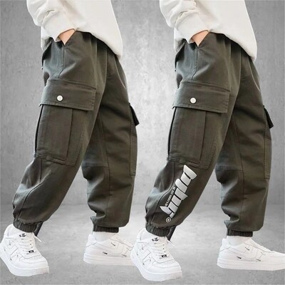 Kevad-sügis stiil lahtised vabaaja lastepüksid poistele õhukesed lahtised pikad püksid trendikas kõrge vöökohaga puuvillane polüesterkangas