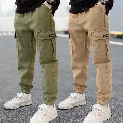 Primăvară Toamnă Băieți Moda Frumoși Pantaloni Cargo Copii Scrisoare Pantaloni Sport Adolescenți Casual Pantaloni de sport subțiri 4-12 ani