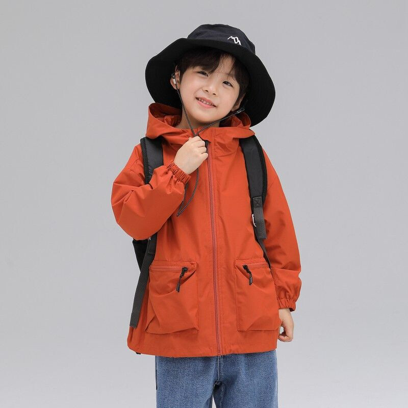 Dječački kaput Jakna Pamučna gornja odjeća Vjetrobran 2024 Narančasta Proljeće Jesen Kaput Visokokvalitetna dječja topla odjeća