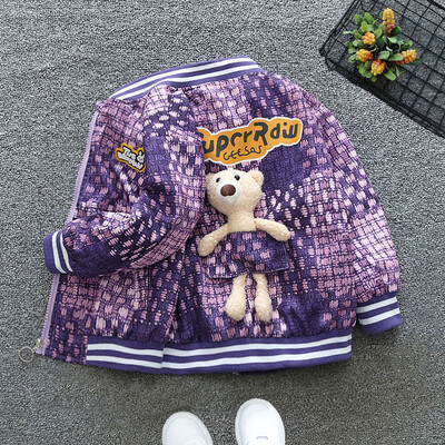 Proljeće Jesen Dječja Odjeća Jakne Kaputi Baby Boy 3D Bear Dugi rukavi Jakna s patentnim zatvaračem Teen Alphabet Baseball Uniforma Gornja odjeća