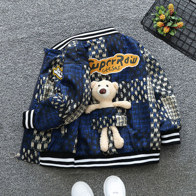 Proljeće Jesen Dječja Odjeća Jakne Kaputi Baby Boy 3D Bear Dugi rukavi Jakna s patentnim zatvaračem Teen Alphabet Baseball Uniforma Gornja odjeća