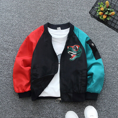 Kaput za dječaka Dječji kardigan Jakne s patentnim zatvaračem Trench Gornja odjeća Proljeće Jesen Dječja ležerna odjeća Dječja odjeća s printom dinosaura za dječake