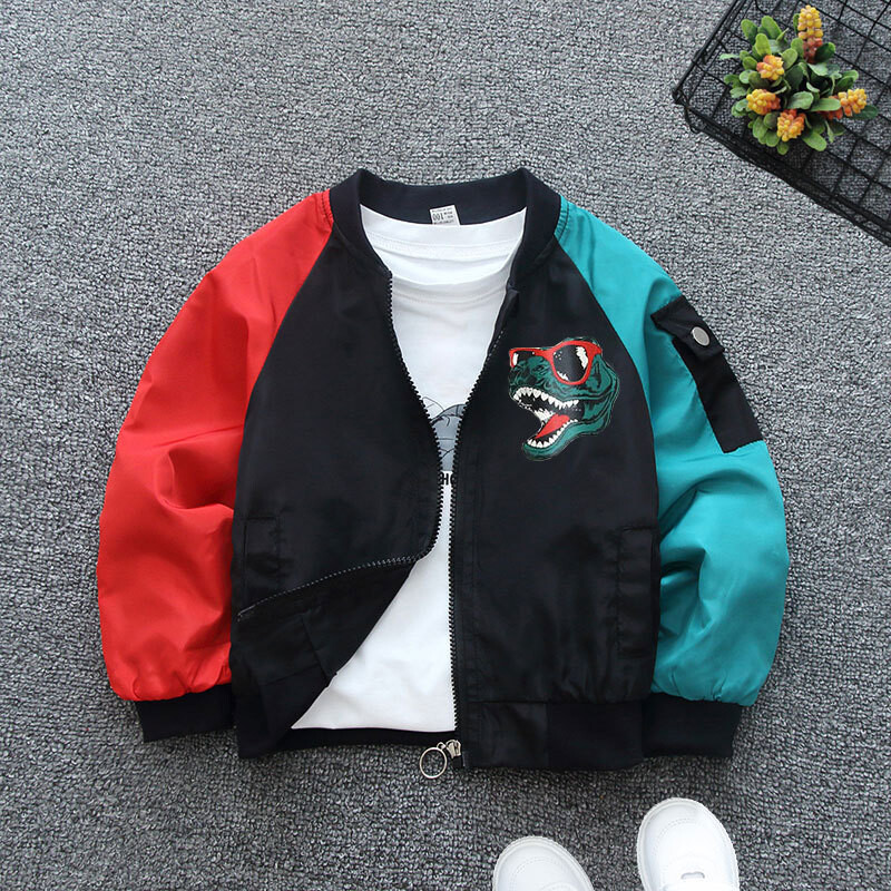 Kaput za dječaka Dječji kardigan Jakne s patentnim zatvaračem Trench Gornja odjeća Proljeće Jesen Dječja ležerna odjeća Dječja odjeća s printom dinosaura za dječake