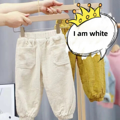 Есенно/зимни кадифени панталони Удебелени детски ежедневни панталони с поларена подплата за момчета Момичета Модерни детски спортни панталони