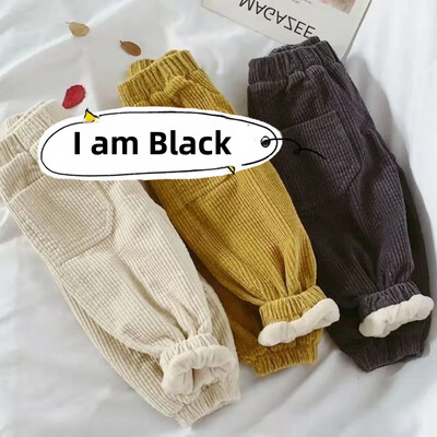 Есенно/зимни кадифени панталони Удебелени детски ежедневни панталони с поларена подплата за момчета Момичета Модерни детски спортни панталони