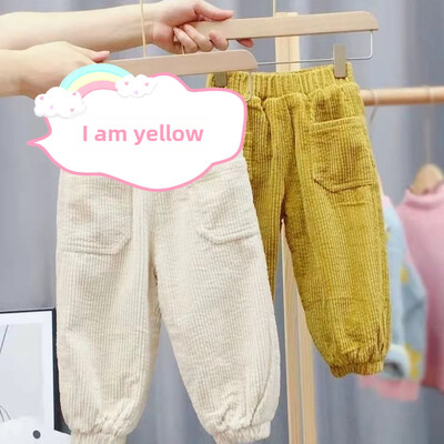 Есенно/зимни кадифени панталони Удебелени детски ежедневни панталони с поларена подплата за момчета Момичета Модерни детски спортни панталони