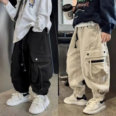 Pantaloni pentru copii în stil coreean la modă, pentru băieți, primăvară, toamnă, cargo, cool 2023, design nou, pantaloni pentru copii de la mijlocul la mare