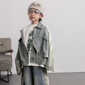 Odjeća za dječake 2024 Traper jakna Zgodna proljeće jesen Nova modna dječja jakna dugih rukava u korejskom stilu