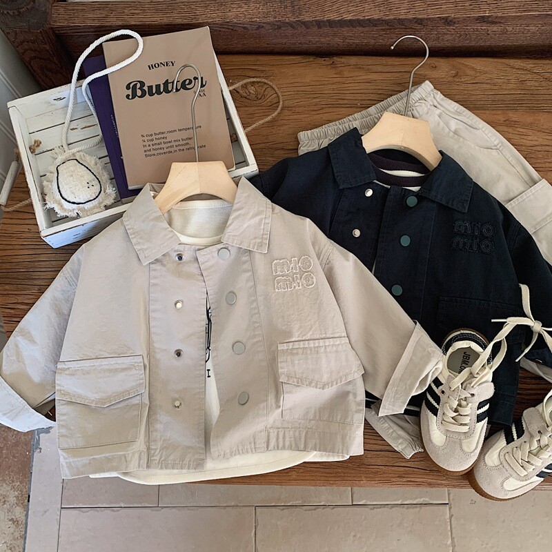 Gornja odjeća za dječake Proljeće i jesen 2024. Nova dječja jesenska odjeća Gornji dio isprane radne odjeće za dječake, korejska jakna
