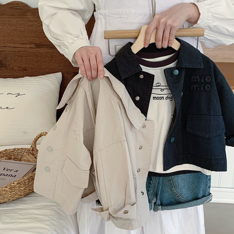 Gornja odjeća za dječake Proljeće i jesen 2024. Nova dječja jesenska odjeća Gornji dio isprane radne odjeće za dječake, korejska jakna