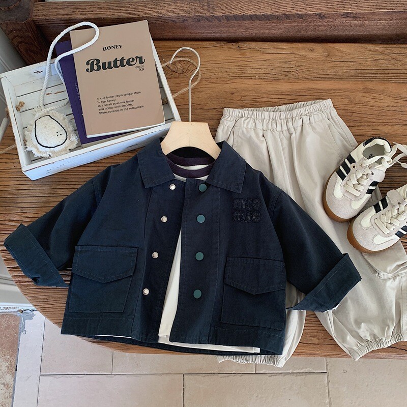 Gornja odjeća za dječake Proljeće i jesen 2024. Nova dječja jesenska odjeća Gornji dio isprane radne odjeće za dječake, korejska jakna