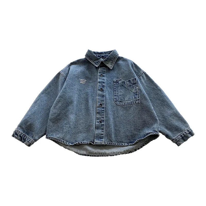 Dječja odjeća, modni traper kaput za sve vrste, proljeće i jesen 2024. Novi korejski stil za dječake, jednobojni kaput od jednostavnog trapera