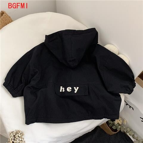 Visokokvalitetna japanska i korejska dječja vjetrovka s kapuljačom s pismom za dječake i djevojčice Zgodan kaput za proljeće i jesen