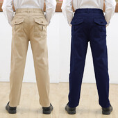 Laste koolivormi khakivärvi püksid 2023. aasta kevad-sügis, vabaaja puuvillased sirged püksid teismelistele poistele vanuses 4–15 aastat