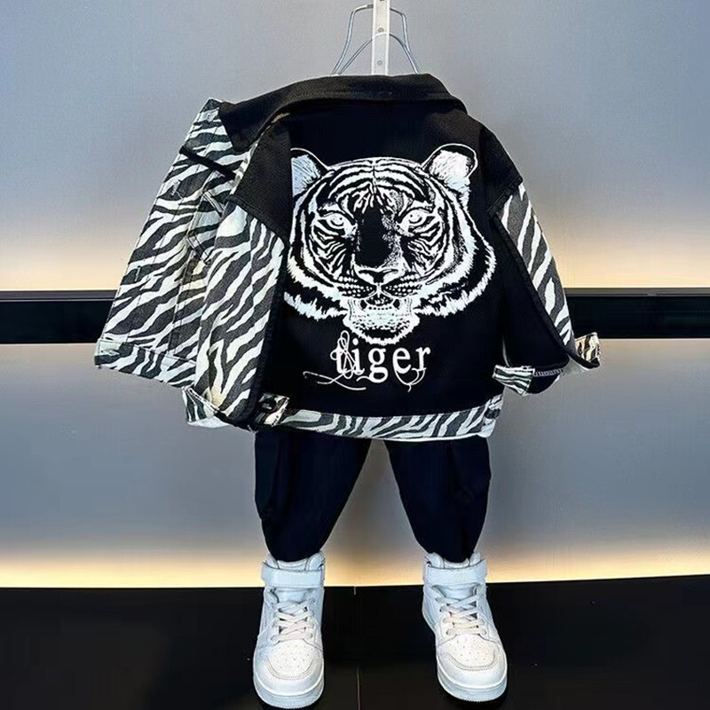 Proljetni i jesenski kaput za dječake 2024. Nova modna jakna za dječake Dječja jakna za dječake s crtićima Tigar Patchwork Top