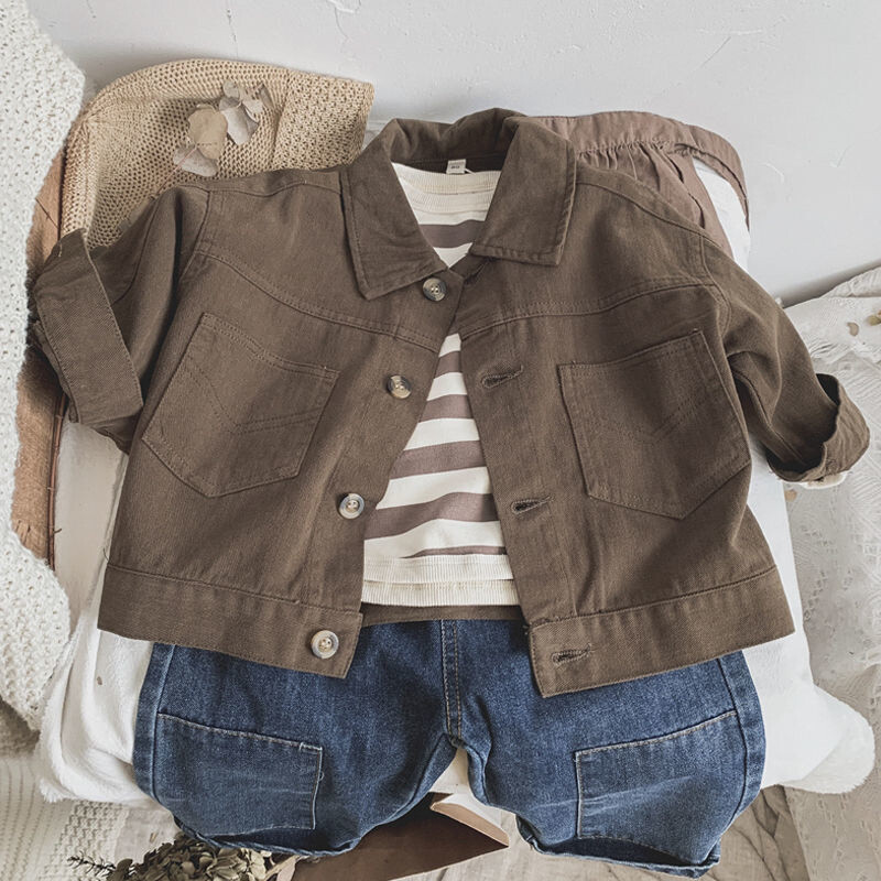 Dječački kaput Jakna Pamučna gornja odjeća Kaput 2023 Jednobojna proljeće jesen Dječja topla odjeća velikih veličina