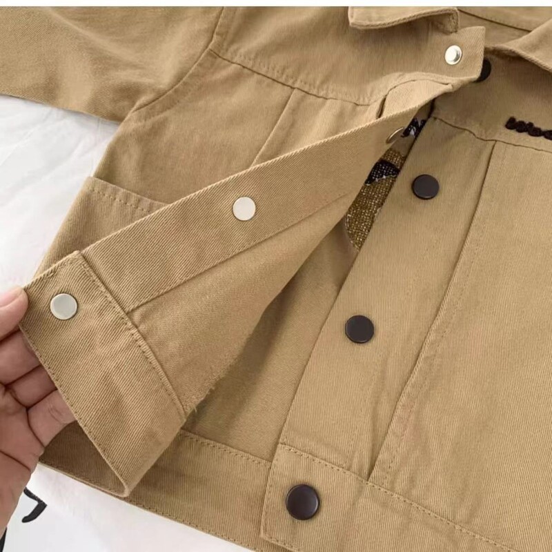 Gornja odjeća za dječake, proljeće i jesen 2024., nova dječja odjeća, jakna s medvjedom od čistog pamuka, zgodna, ležerna, vrhunski trend za djecu