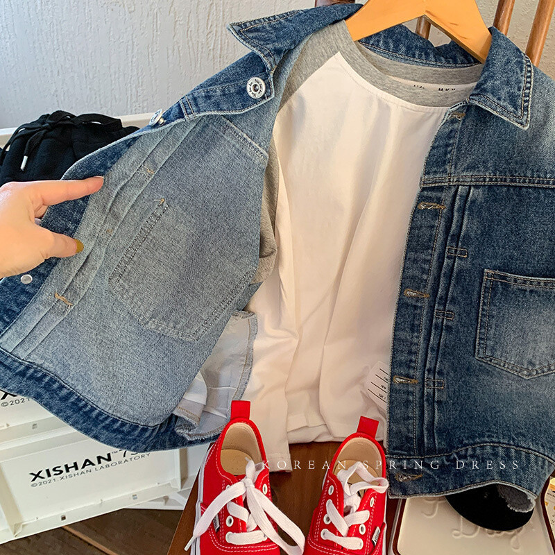 Μπουφάν για αγόρια Βαμβακερό πανωφόρι πανωφόρι 2023 Jean Spring Φθινόπωρο Υψηλής ποιότητας Παιδικά Ζεστά Ρούχα