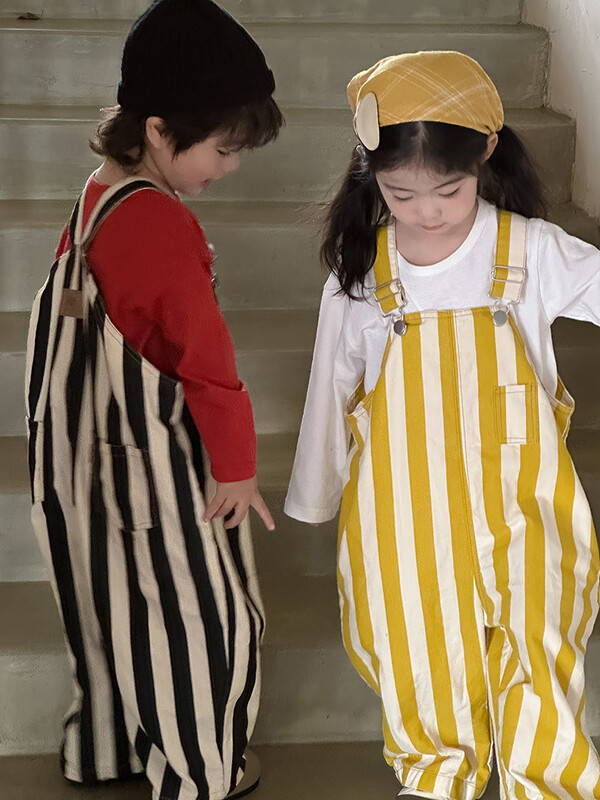 Jesen 2024. Novi dječji kombinezoni na pruge Pamuk Dječaci Djevojčice Široke svestrane hlače na naramenice Ležerne hlače za malu djecu Dječja odjeća