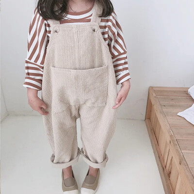 2024 New Children Toddler Boys Kids Solid φόρμες Ζαρτιέρες Casual Corduroy Baby Bib Pants Solid outwear 9M-5T